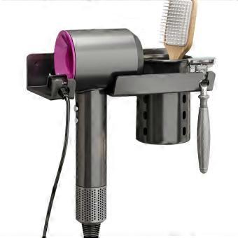 Wall Mount Hair Dryer Holder for Dyson, Wrought Iron 4 in 1 Hair Tool Organizer with HeatResistant Cup