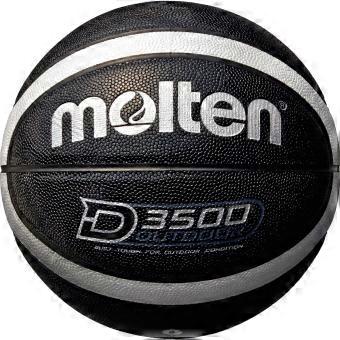 Basketbal maat 6 voor buiten, synthetisch leer, zwart/zilver