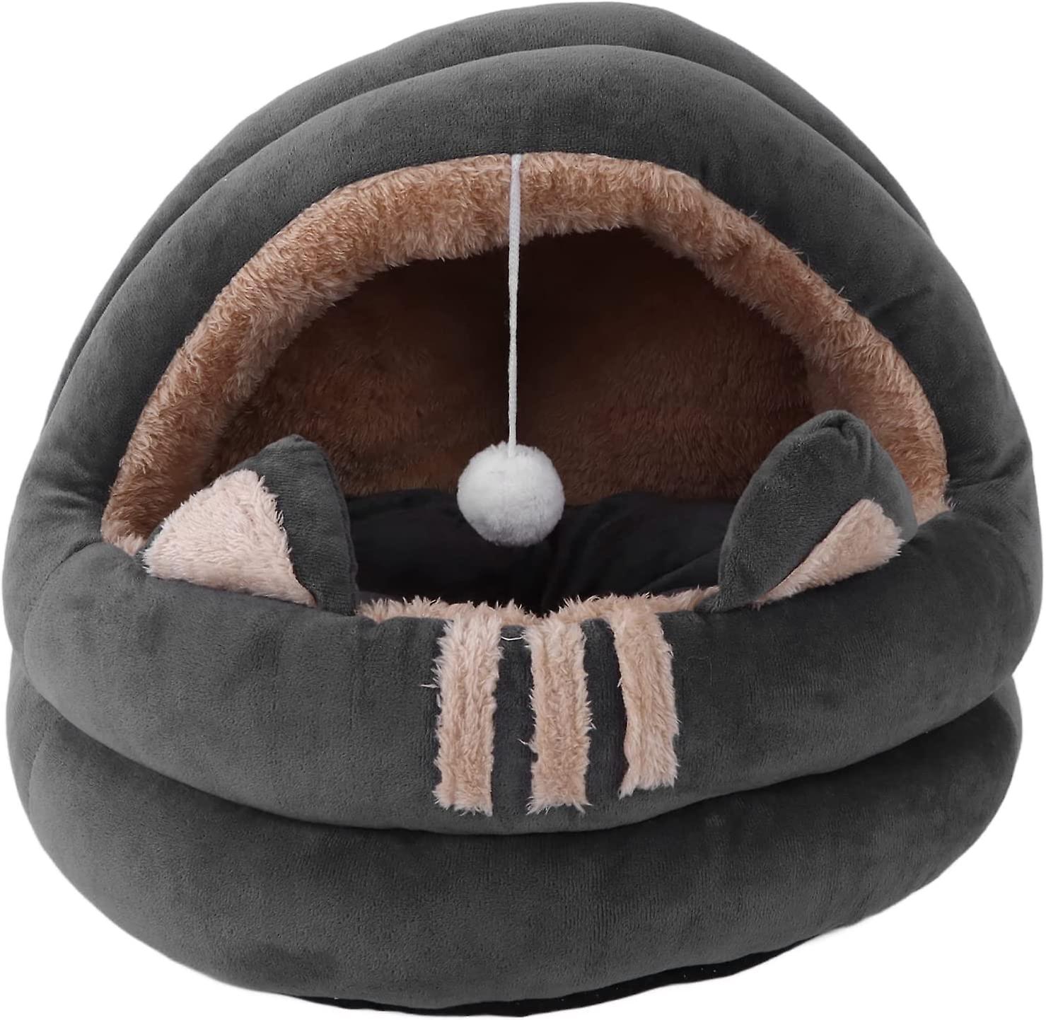 Pet House Cat Nest House Semi Closed Washable Warm Cat Bed with Removable Cushion for Puppy Cat Under 40cm