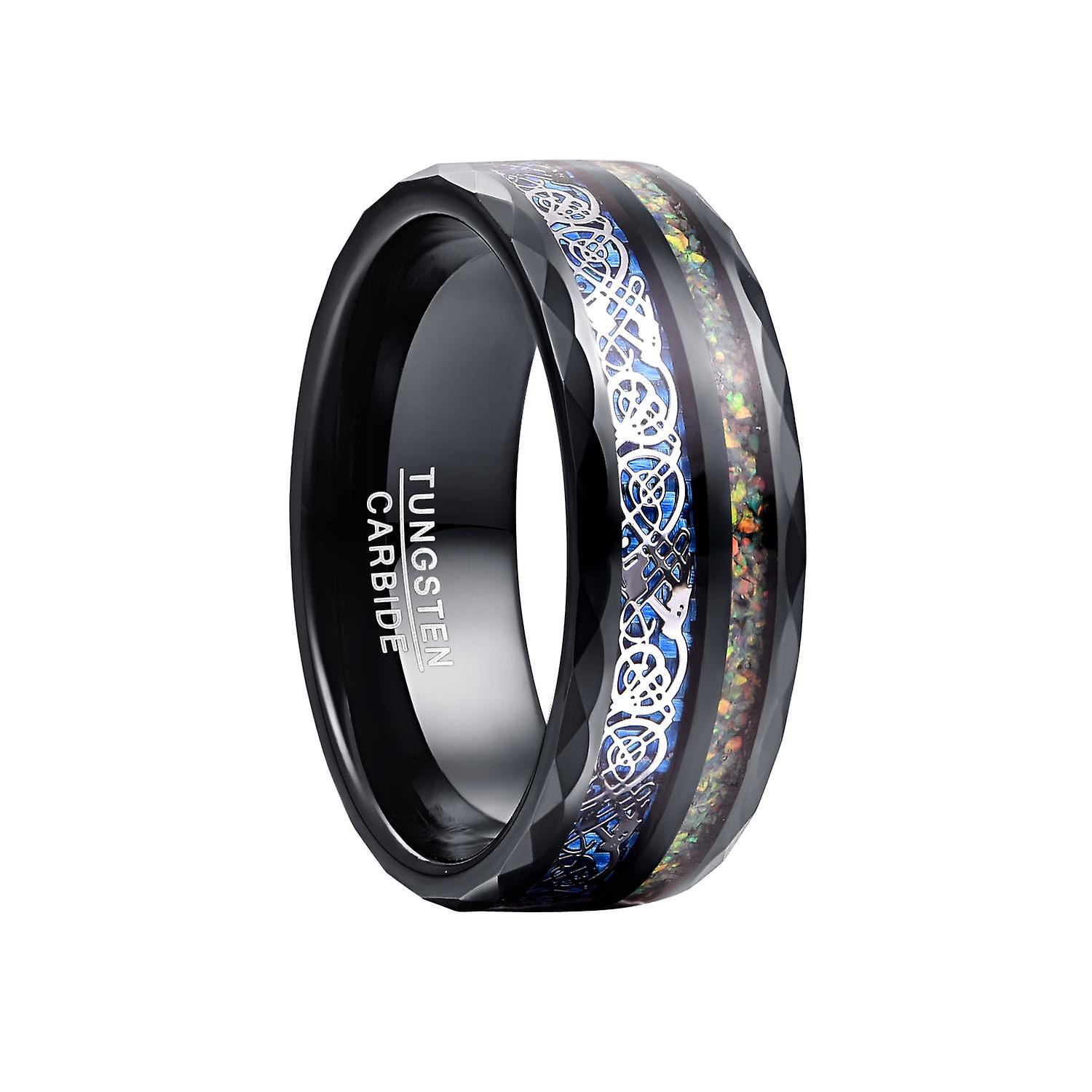 8mm Width Men's Dragon Pattern Tungsten Carbide Steel Ring