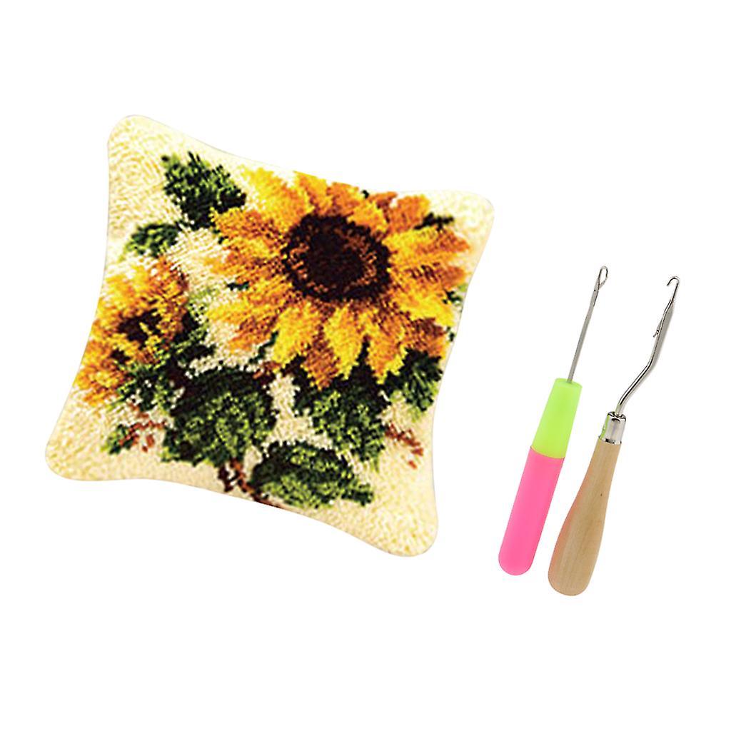 1 Set Sunflower Pillowcase Latch Hook Kits DIY Material Package for Beginner