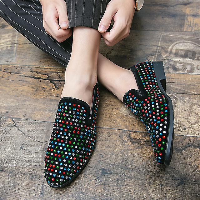 Black Spikes 2023 علامة تجارية جديدة للرجال أحذية فاخرة من الدنيم والترتر المعدني أحذية رجالية عادية عالية الجودة