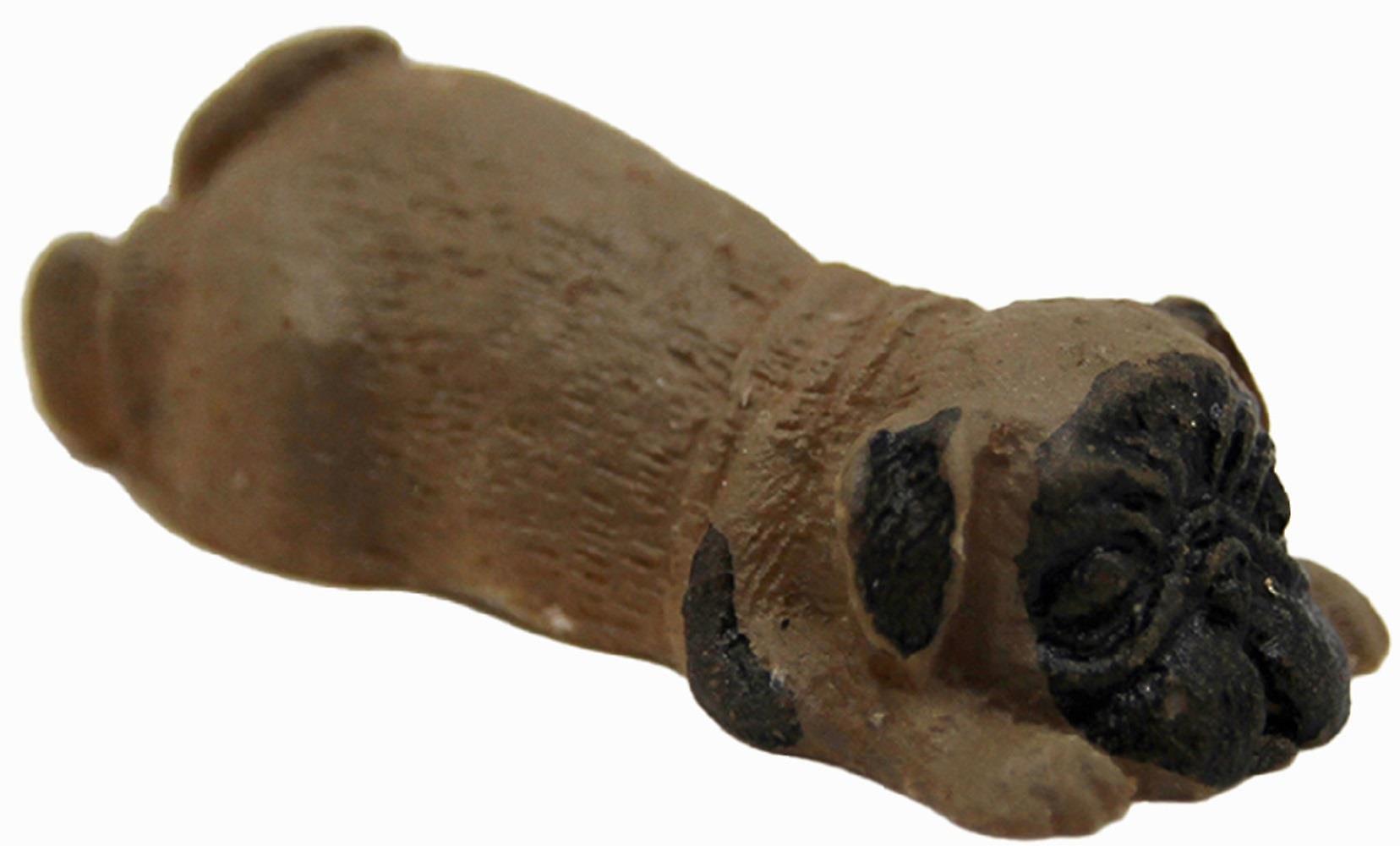 Dolls House Brown Pug Sleeping Lying Down Pet Dog 1:12 Scale Animal Accessory