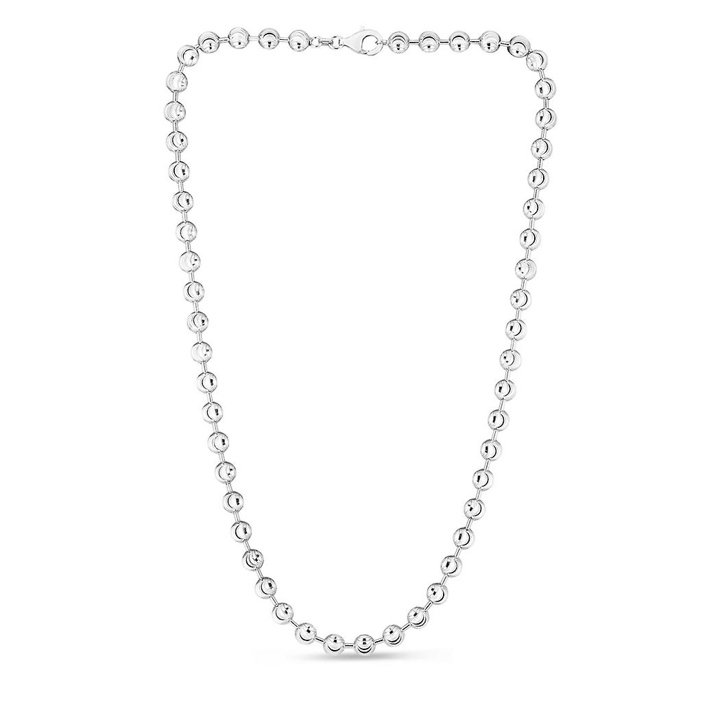 925スターリングシルバー6mmセレスティアルムーンカットビーズチェーンブレスレット、ロブスタークラスプロジウムフィニッシュ7.5インチリンクブレスレット