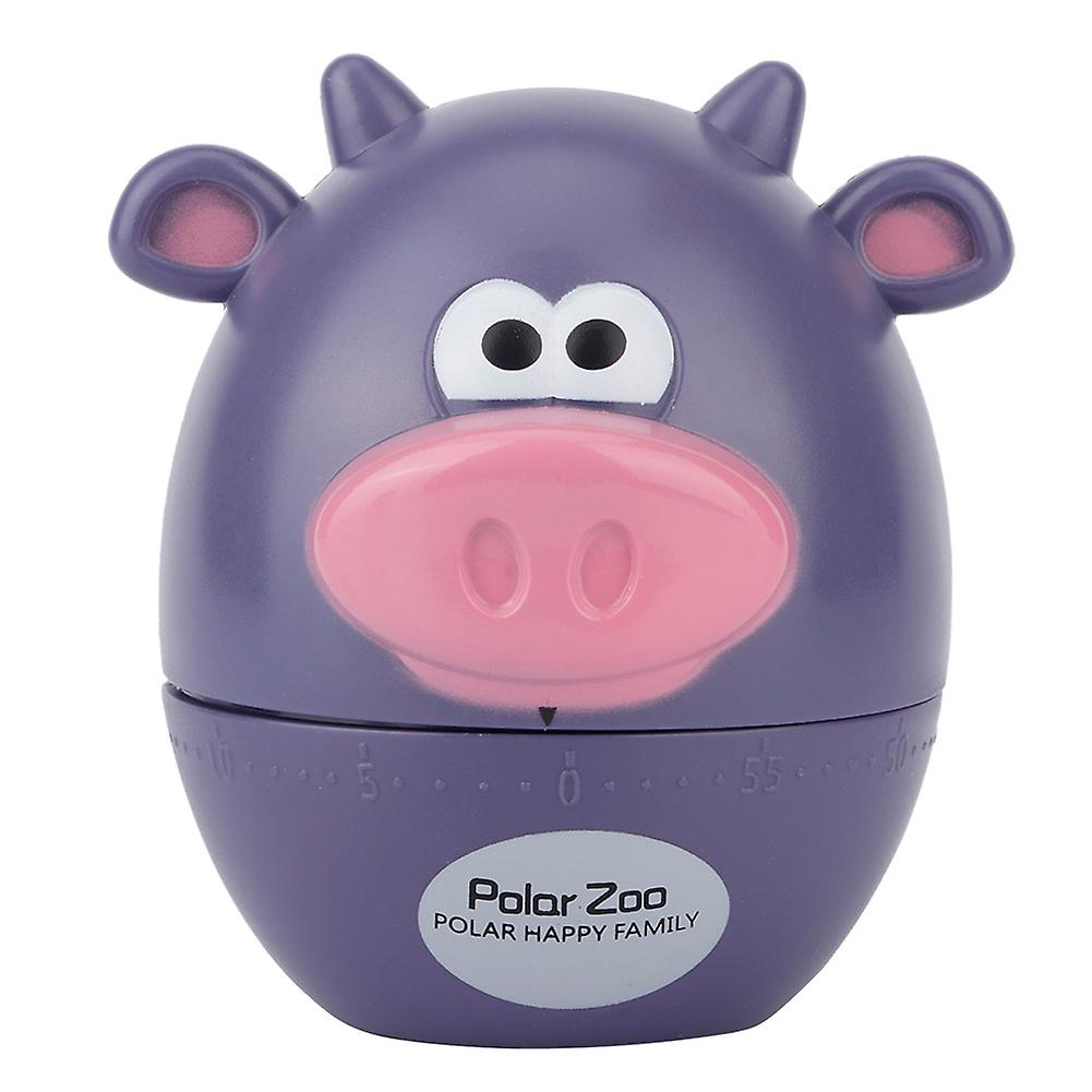Purple Cartoon Kitchen Timer Mechanical Countdown Clock Baking Cooking Reminder Cow Shape Durable Plastic Easy-to-Use Design for Kitchen