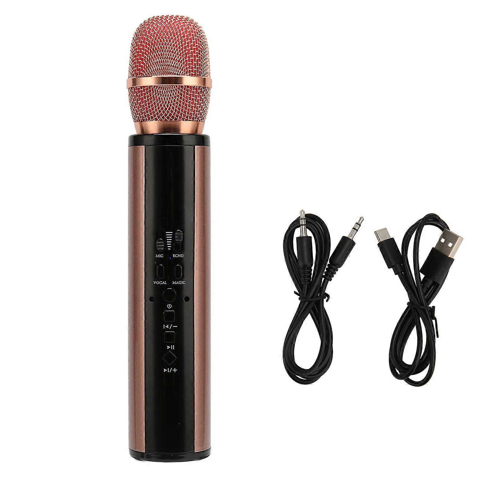 Bluetooth Handheld Microphone Noise Reduction Stereo Wireless Karaoke Mic with Recording for Smartphone PC Pink