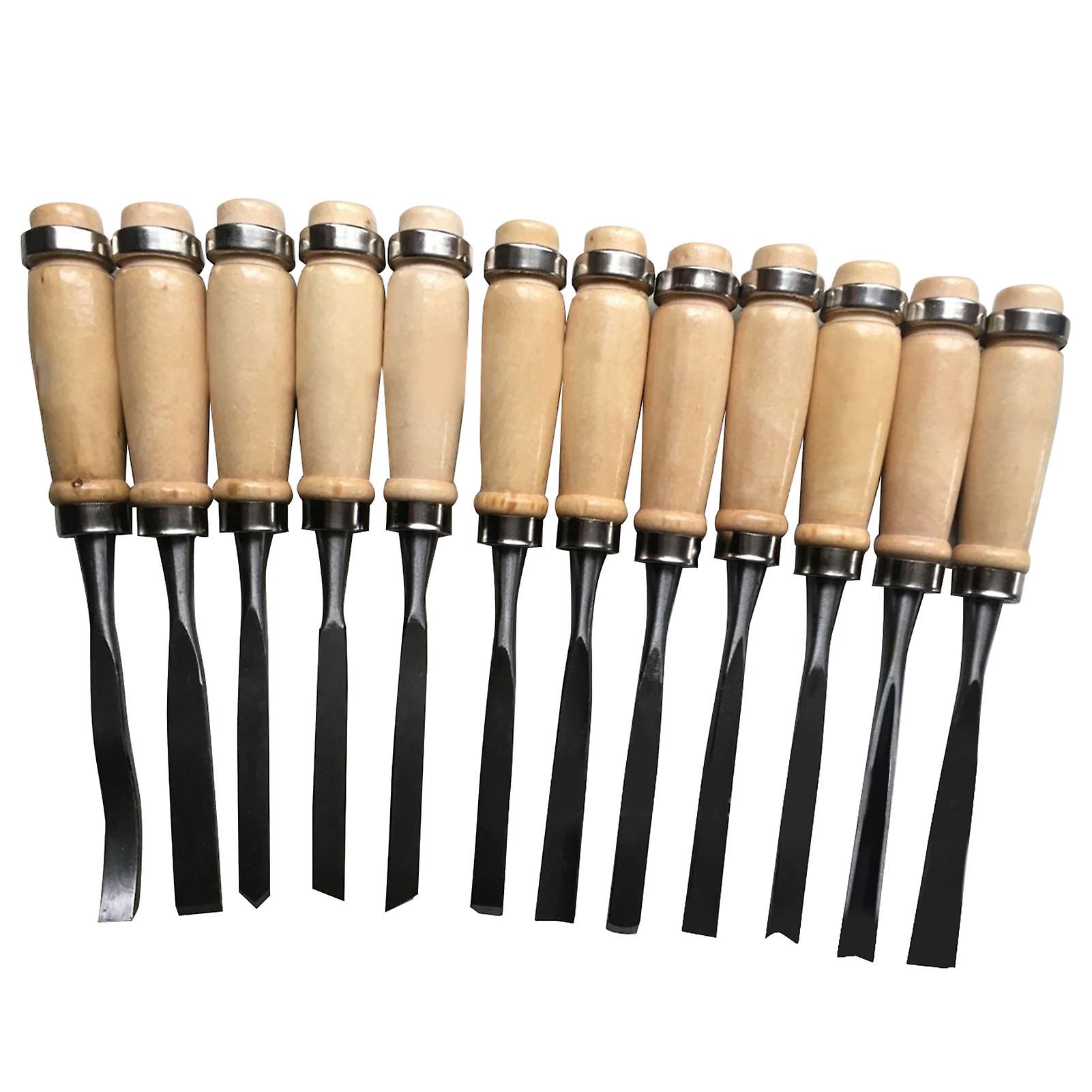 Set di scalpelli per intaglio del legno Lucidato Confortevole Mano Sentire Pratico Kit Scalpello Portatile Intaglio A Mano 12 Pz