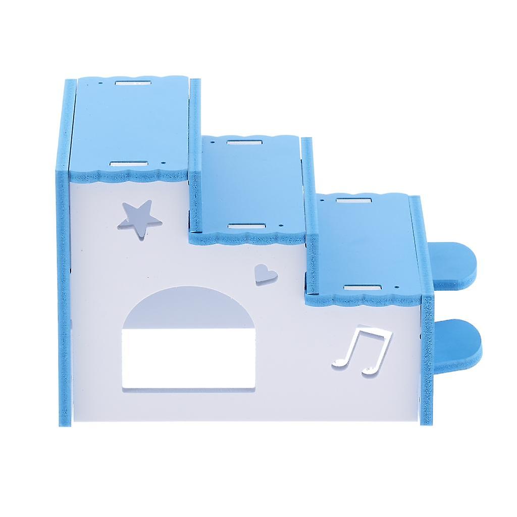 Hamster Hideout House Wooden Living Hut Exercise Nest for Mouse sky blue