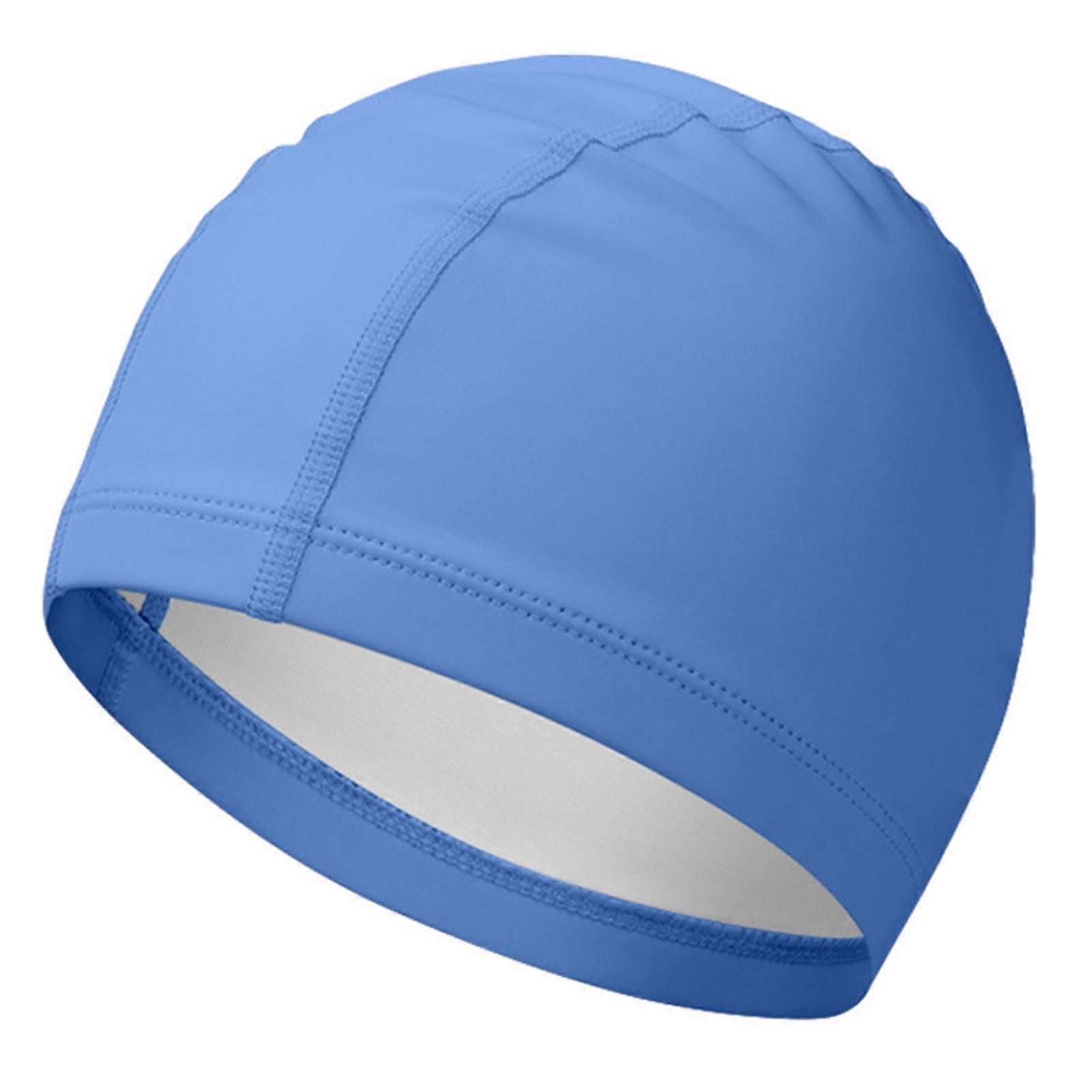 Qukaim Swim Cap Swim Cap for Adults, Blue PU Bathing Cap, Waterproof High Elasticity Universal Swim Cap