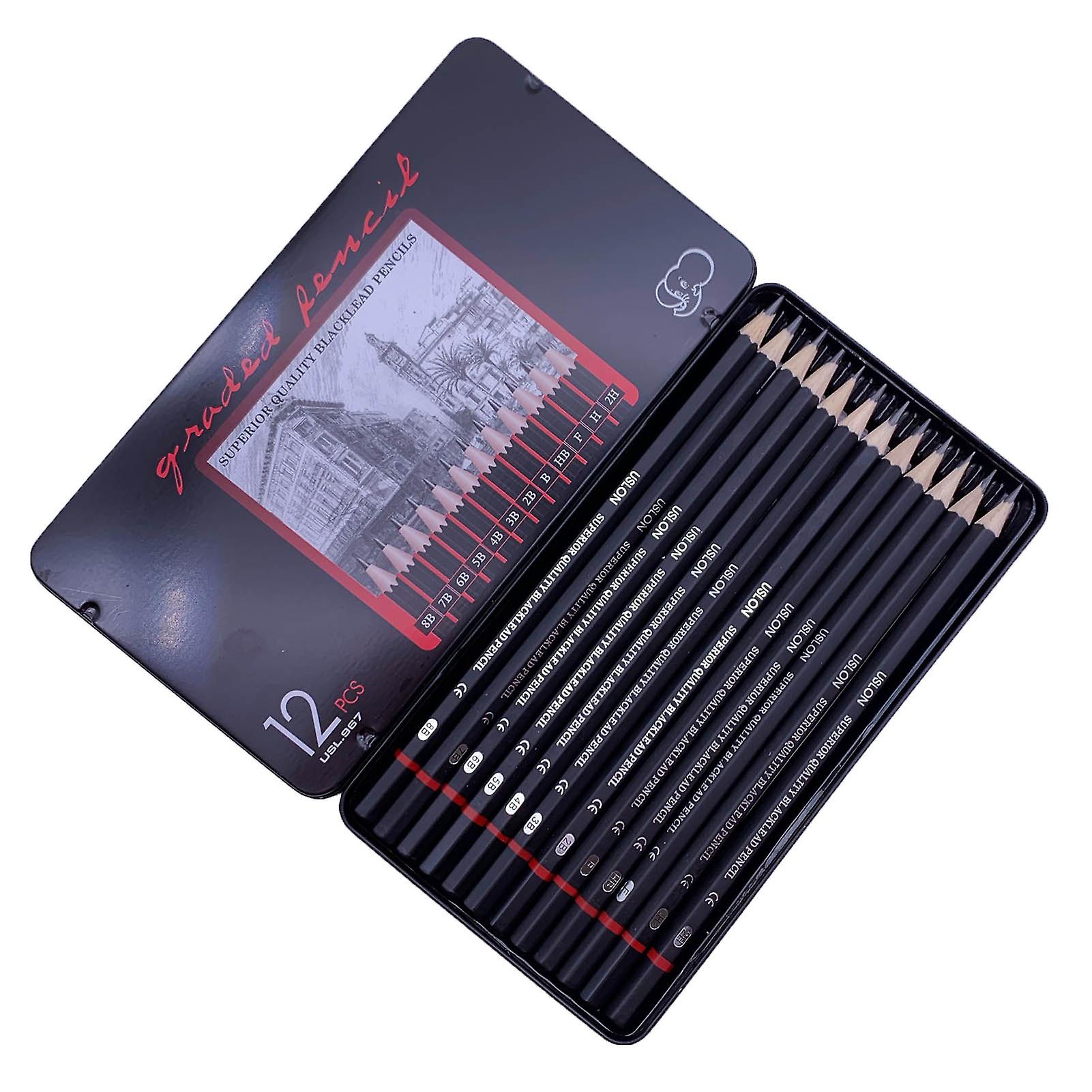 Graded Drawing Pencils, Art Sketching Tools with Shading Capability, 12pcs Set for Professional and Beginner Artists, Crafted with High-Quality