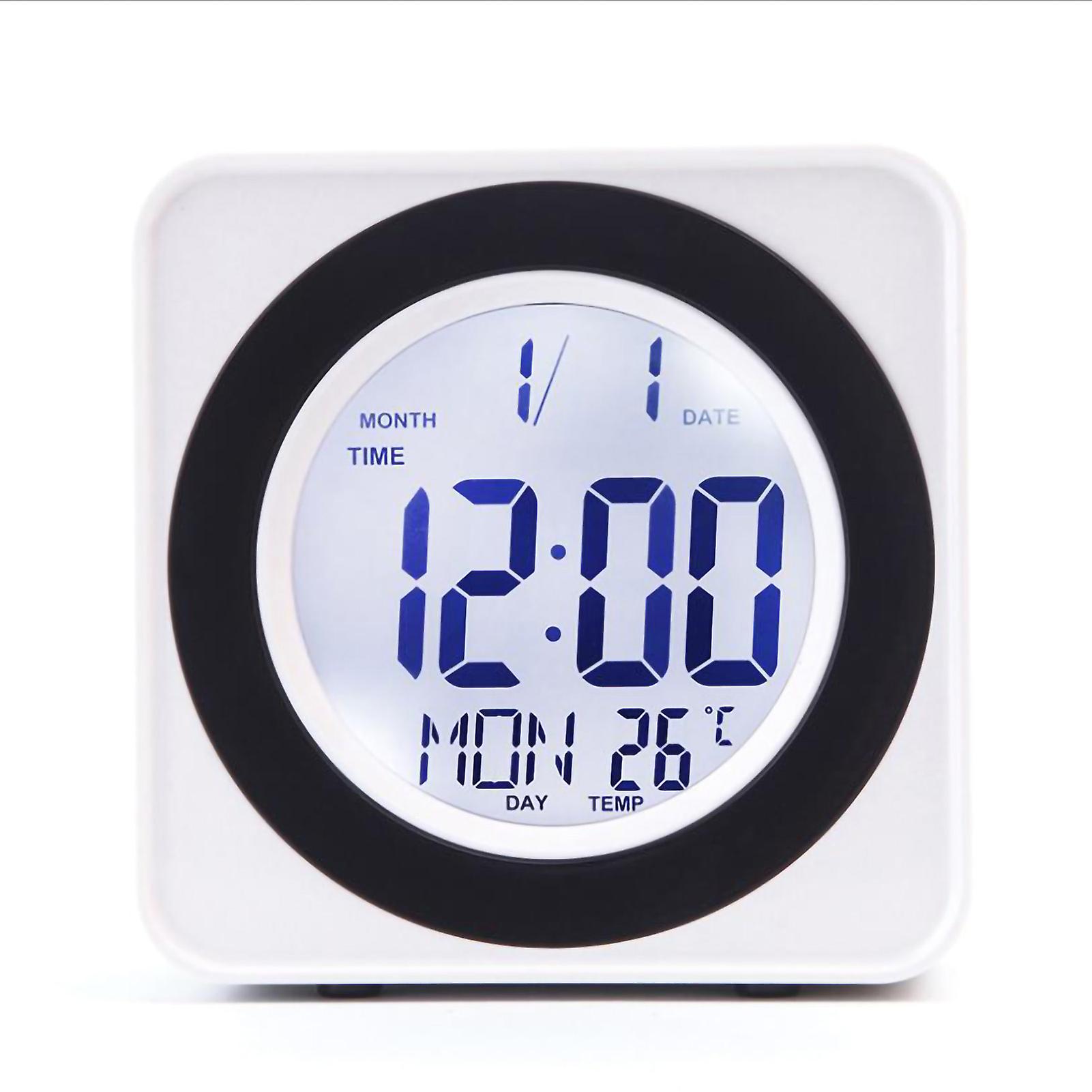Voice Control Back Light LCD Clock Squared Electronic Clock with Calendar Temperature Display