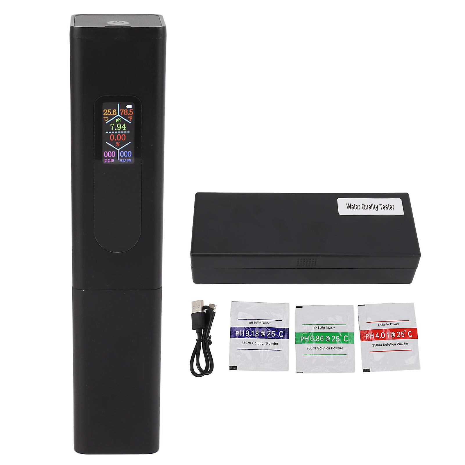 5 in 1 Water Quality Tester Salinity PH Temperature TDS EC Testing Meter LCD Screen Water Detector