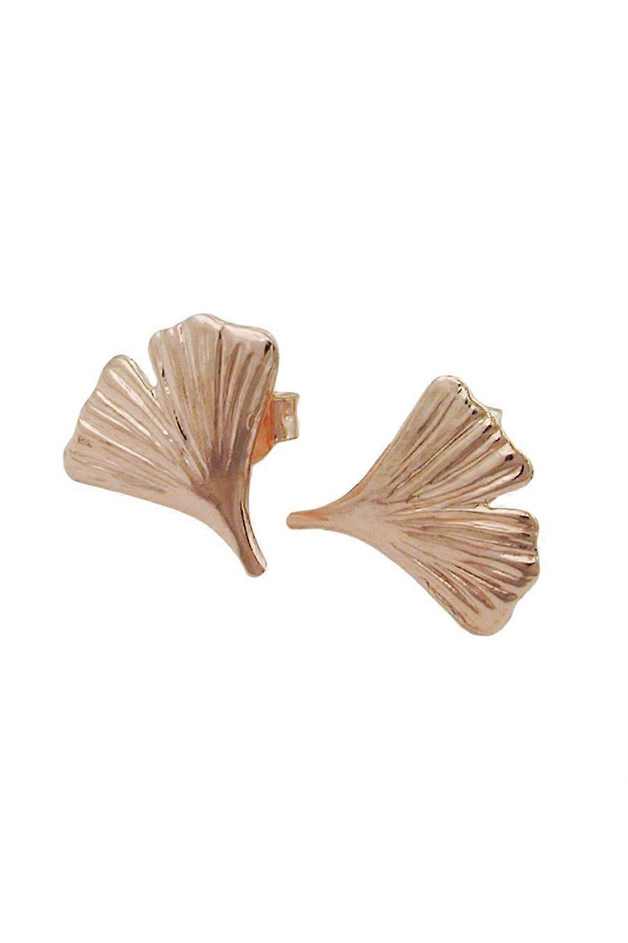 Stud Earrings Ginkgo Leaf 9k Red Gold - Gl431119
