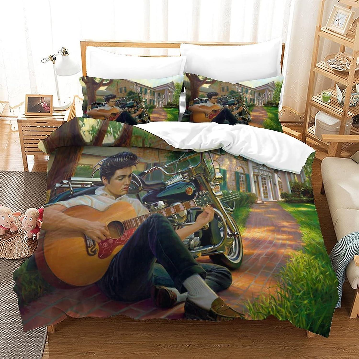 KNITII Elvis Presley σετ παπλώματος κάλυψης παπλώματος 3D printe Elvis Presley κάλυψη παπλώματος κλινοστρωμνής παπλώματος, μαλακός βασιλιάς μικροϊνών