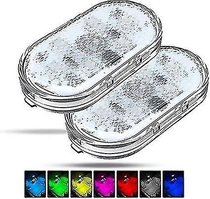 2 Pcs Car Led Interior Lights 5v Led Touch Wireless Car Light Rgb 7 Colors Adjustable Rechargeable Mobile Usb Touch