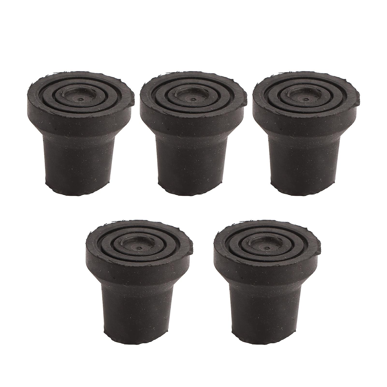 5 Pack 16mm Replacement Medical Crutch Tips with Metal Joints for Canes, Black