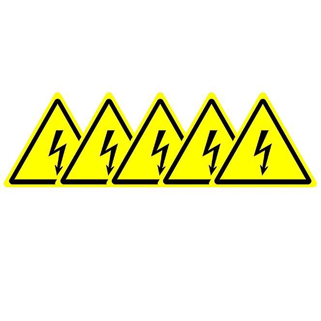 Set of 5 Stickers Displaying ISO Safety Label International Warning Sign with Electricity Symbol 10