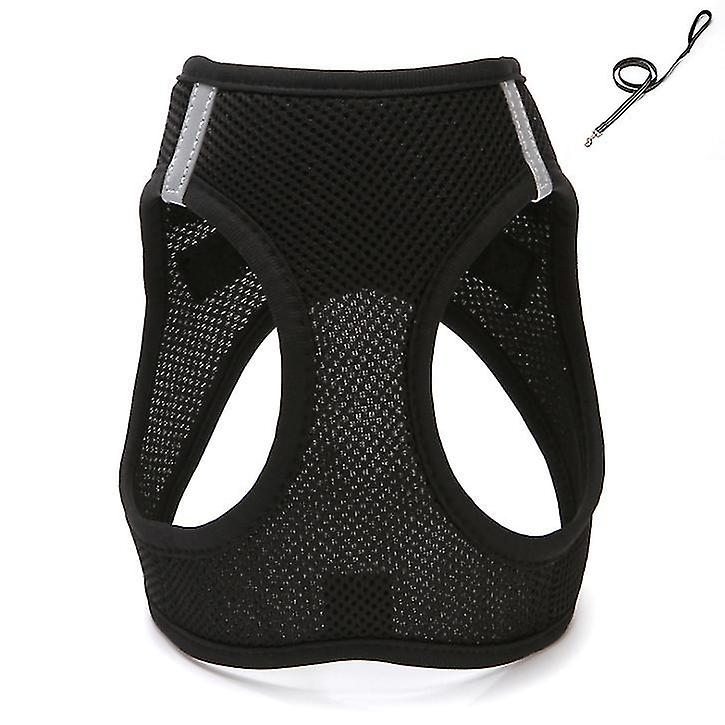 小型犬、中型および大Az17319のためのリーシュ付きS 28-30cmブラック通気性ペットトラクションベスト