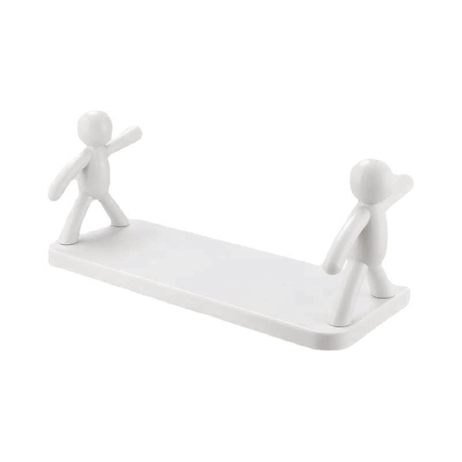 Wall Mounted Shelf Holer Free Installation Small Doll Shape Large Capacity Stable Load Bearing Storage Rack ,White