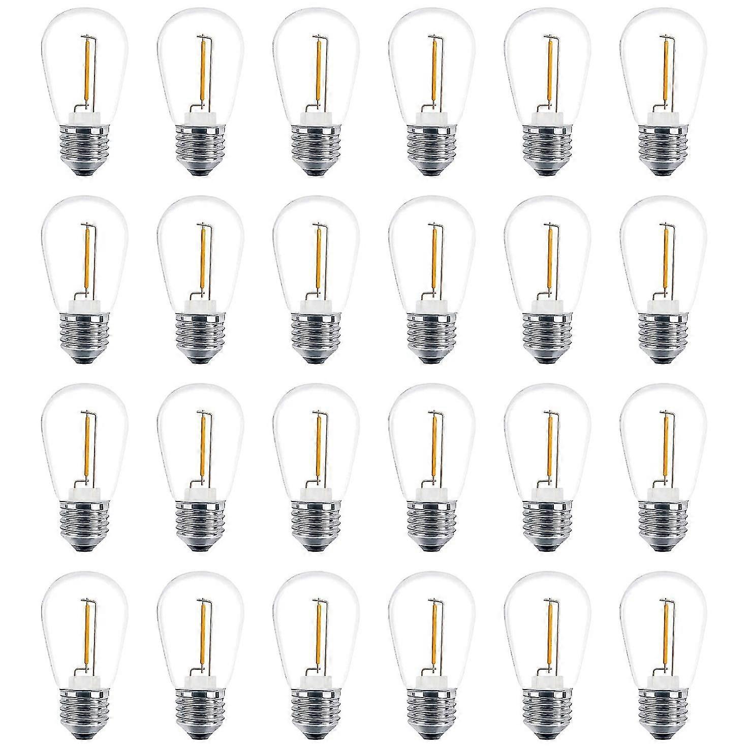 24 Pack 3v Led S14 Replacement Light Bulbs, Shatterproof Outdoor Solar String Light Bulbs, Warm Whi