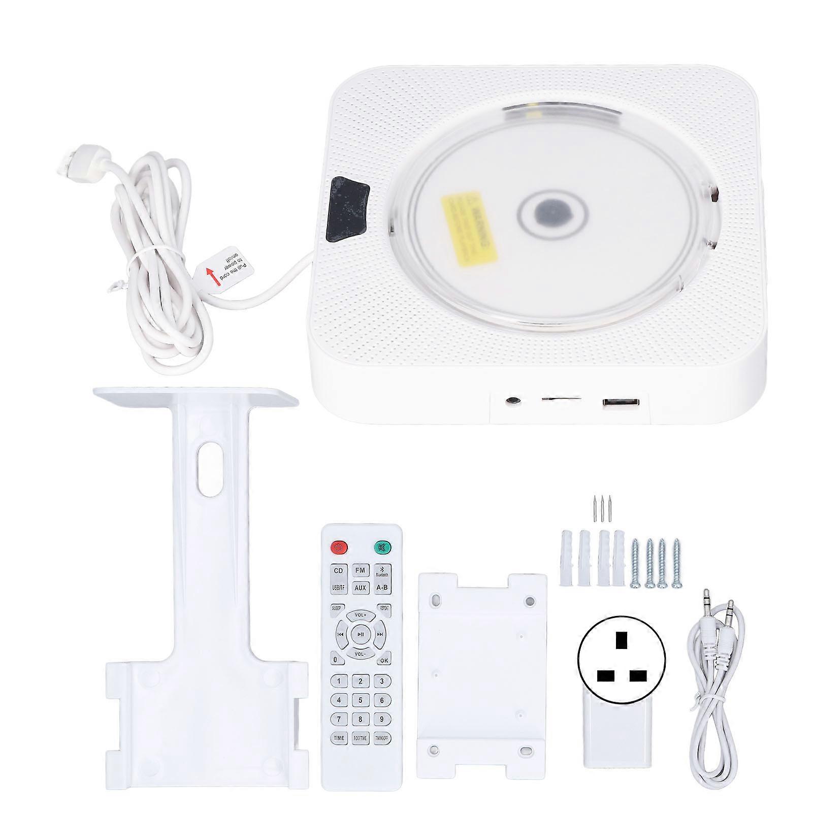 6 In 1 Cd Player Wall Mounted Bluetooth Stereo Aux Input Output Fm Radio Music Player With Remote Control 100240v Uk Plug