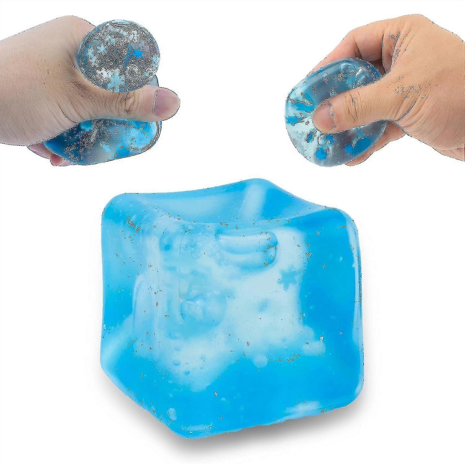 Ice Cube Squishy Toys, Tpr Transparent Ice Block Mochi Squishy Fidget Toys Stress Balls Stress Relie Tw
