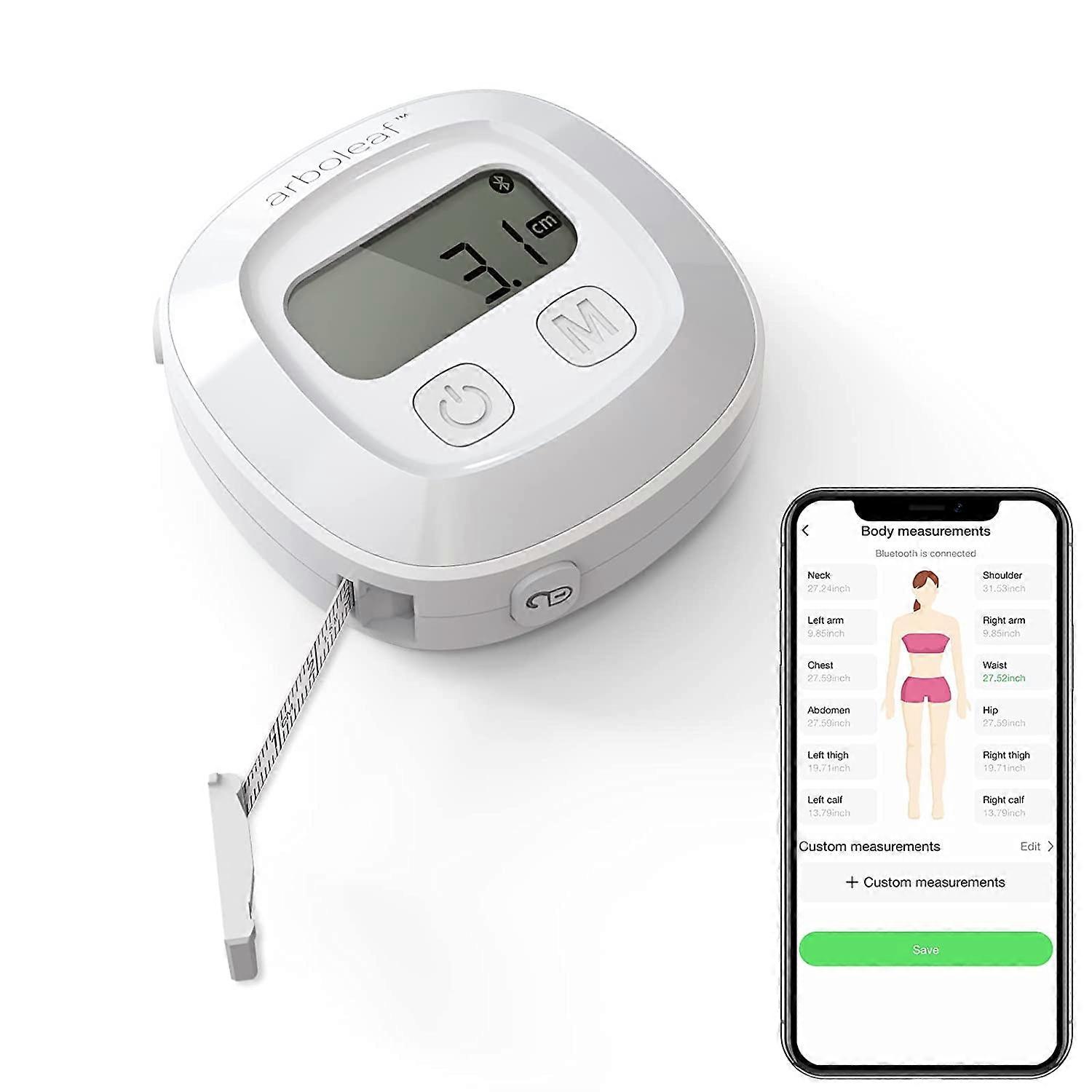 Smart Tape Measure Body With App, Bluetooth Measuring Tape For Body Measurements, Locking Mechanism, Retractable Q