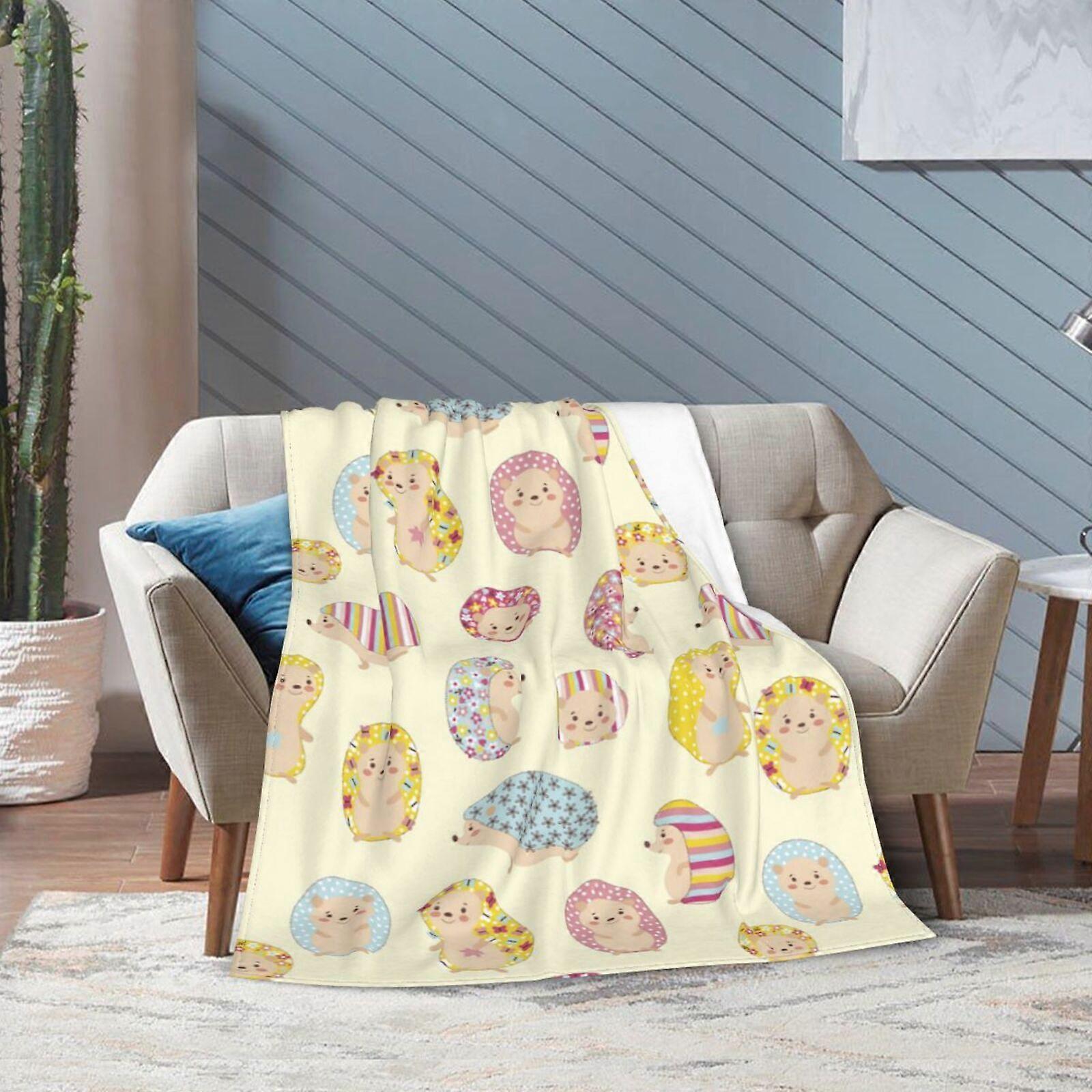 Cactus Hedgehog Throw Blanket for Couch Bed Travel Sofa All Seasons Flannel Blankets Soft Durable Lightweight 40 x 30 inches