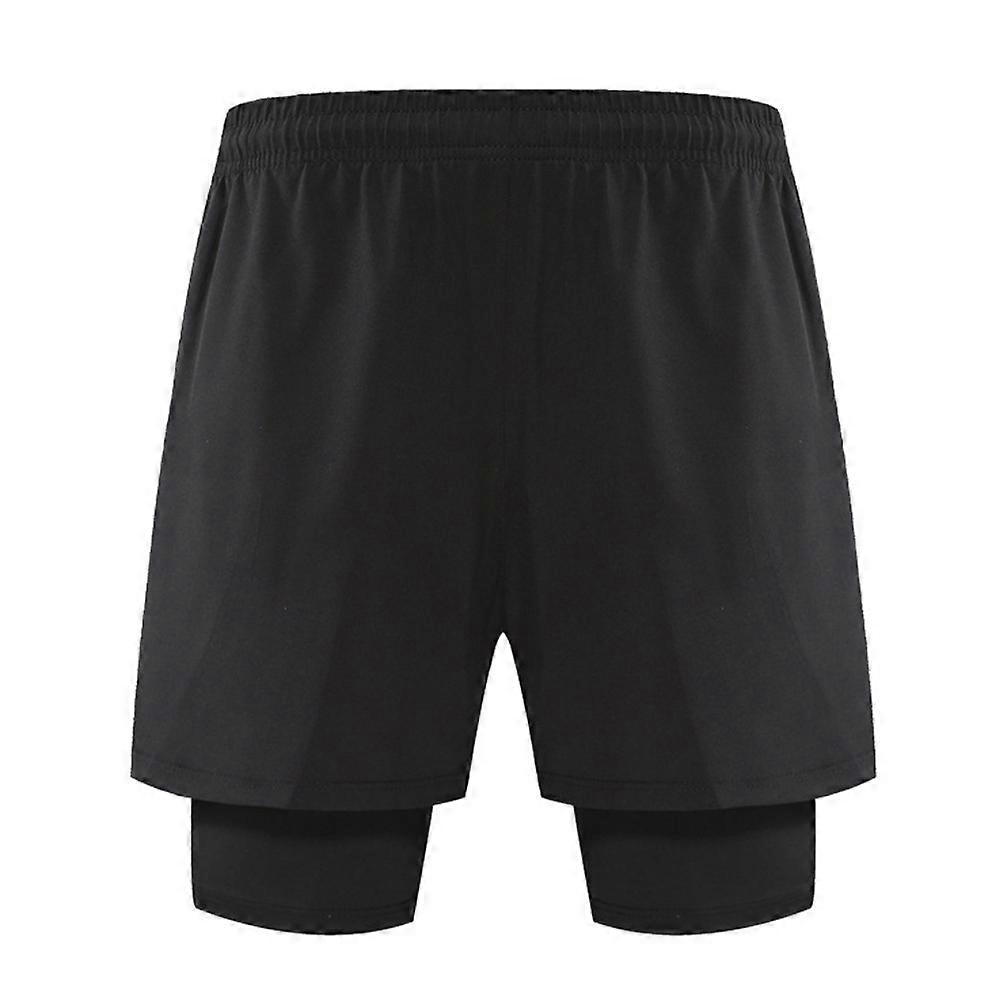 Rb1-mo11 Short de course actif 2 en 1 pour homme avec 2 poches zippées L