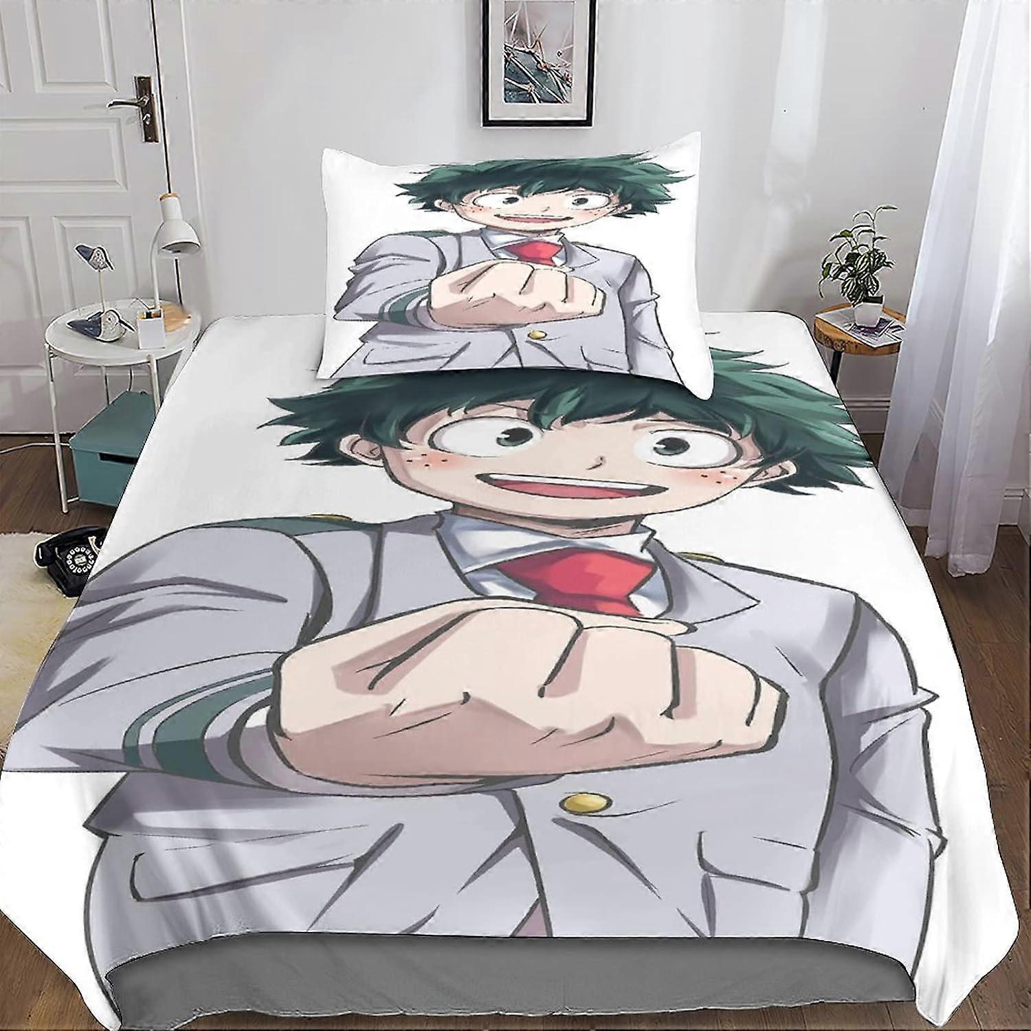 My Hero Academy D Print Pattern Bedding Sets My Hero Academia Duvet Cover with Pillowcases Microfiber Bedding,Adult Bed Linen 135*200 CM