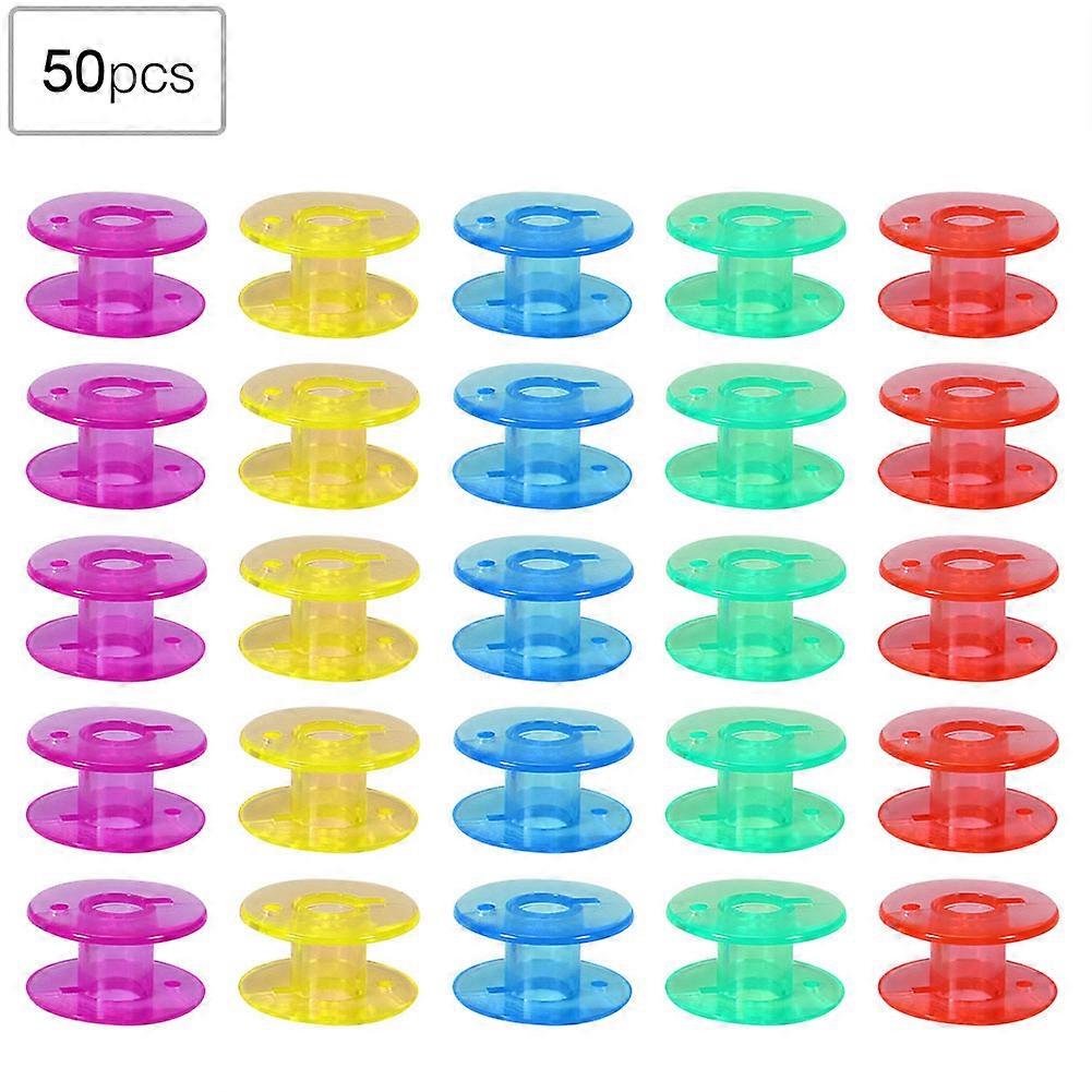 2 Boxes Sewing Machine Bobbin 5 Colors Plastic Sewing Machine Accessories with Storage Box