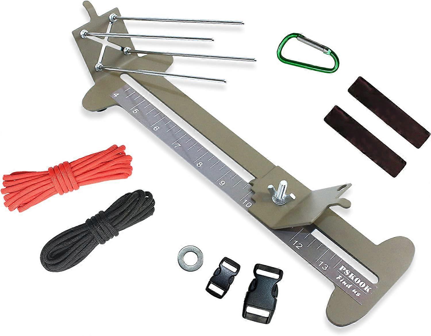 2-in-1 Paracord jig kit Adjustable Length Bracelet Maker Kit DIY Craft  Tools 4" to 13", Khaki