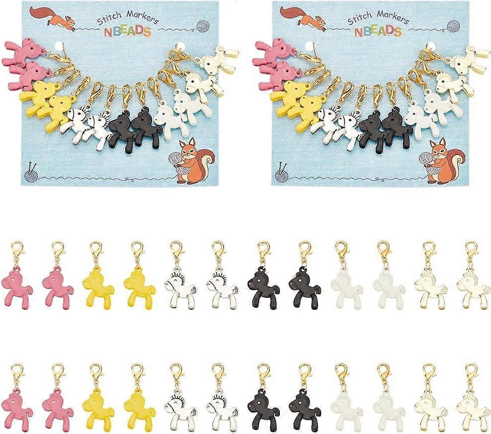 24 Pcs Rocking Horse Stitch Markers Enamel Alloy Crochet Stitch Marker Removable Lobster Clasp Locking Stitch Marker for Knitting Weaving Sewing Jewel