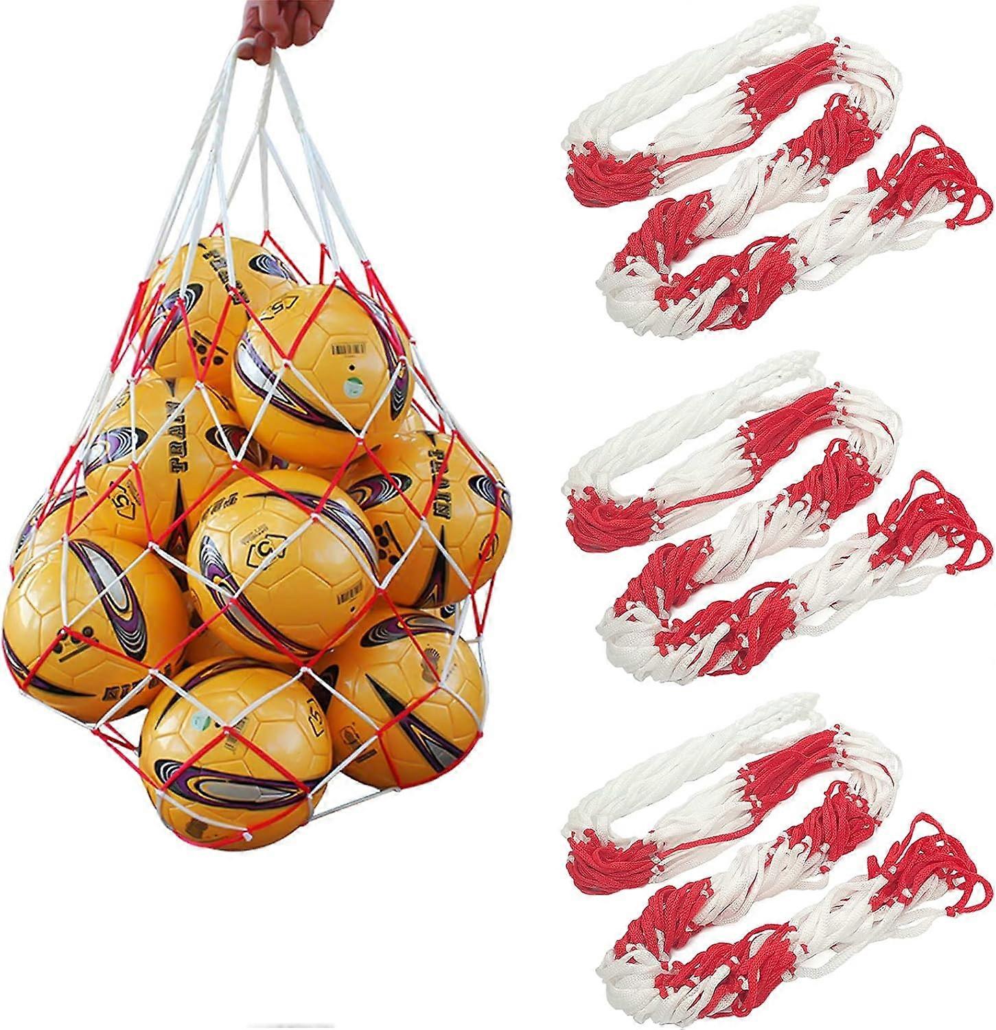 3 Pack Nylon Ball Net Bag Ball Net, Holds 10-15 Balls, Hand-woven Ball Net, Portable Ball Net, Sports Ball Net, Nylon Net for Football, Basketball, Vo