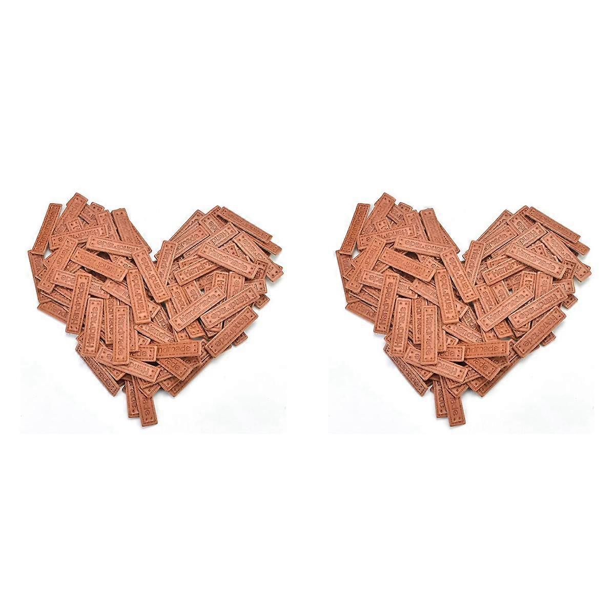 200Pcs PU Leather Handmade Labels Tags Embossed Labels Textile Leather Labels for Garment DIY Craft