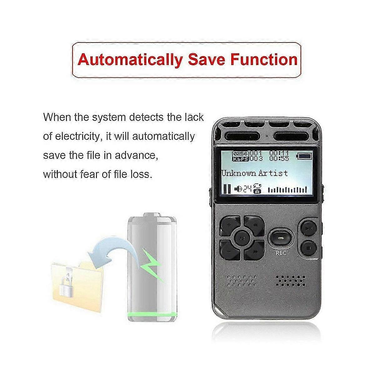 Digital Voice Recorder Voice Activated Mp3 Player Music Player Card One-button Record Noise Reducti