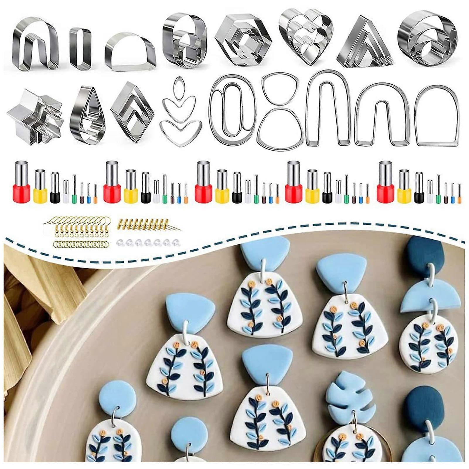 126PCS Polymer Clay Cutters Set for Earring Making with Earring Cards Hook Backs