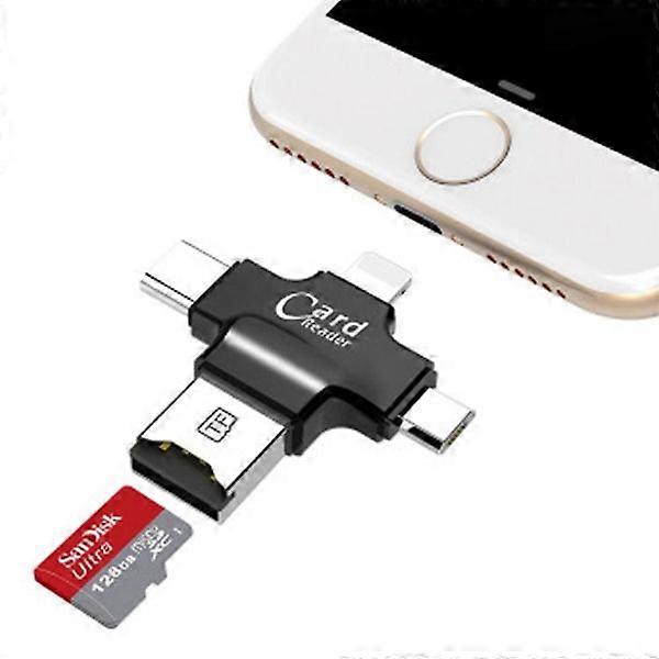 4-in-1 USB Card Reader for TF/SD Cards, Compatible with All Devices