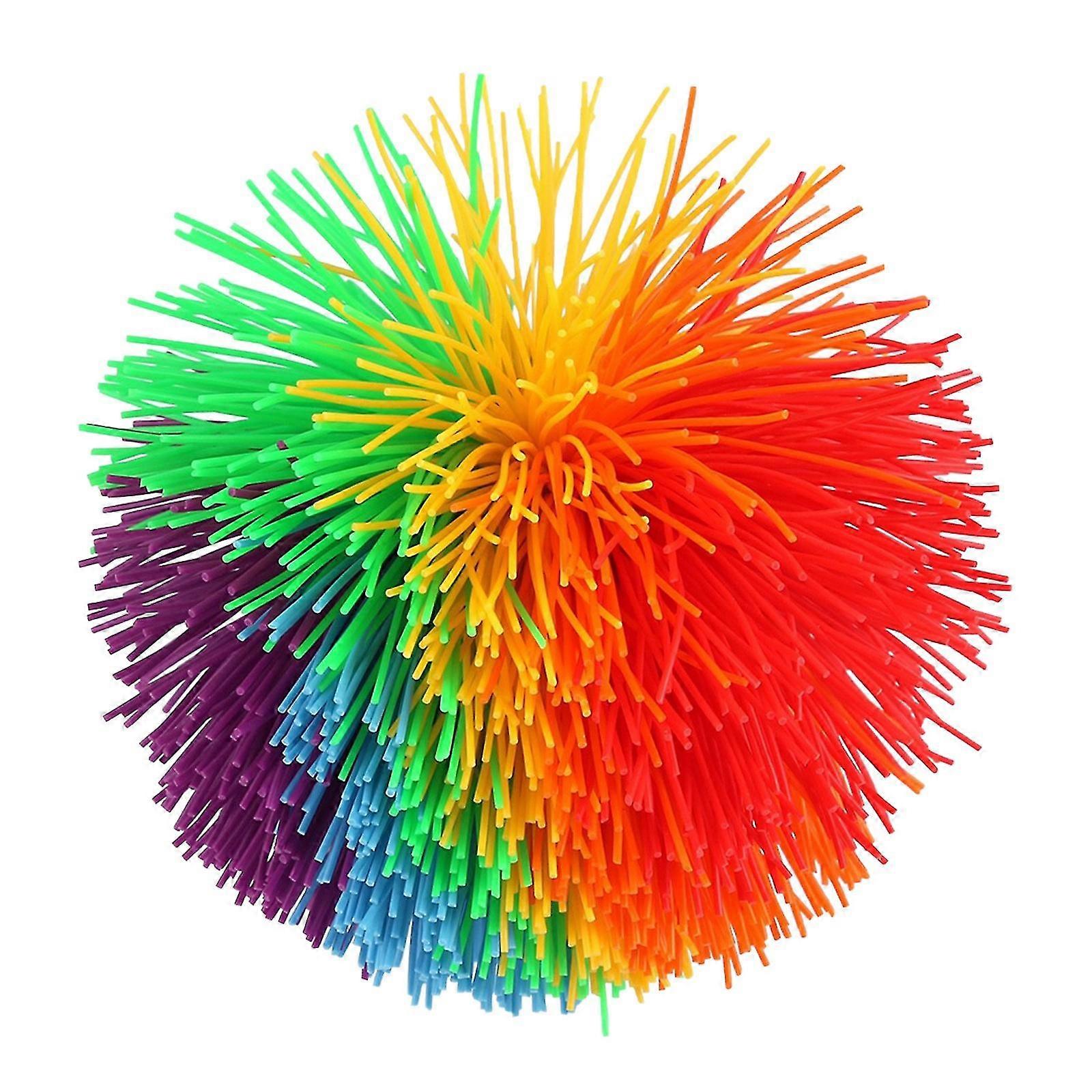 Lar Rainbow Stringy Ball Silic Bouncing Fluffy- Jugging Ball 1pc