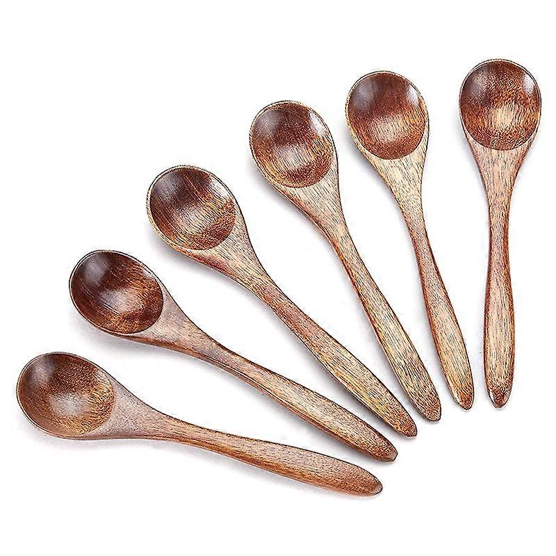 Small Wooden Spoons, 6Pcs Wooden Teaspoon for Cooking Small Condiments Spoon, Mini Wooden for Daily