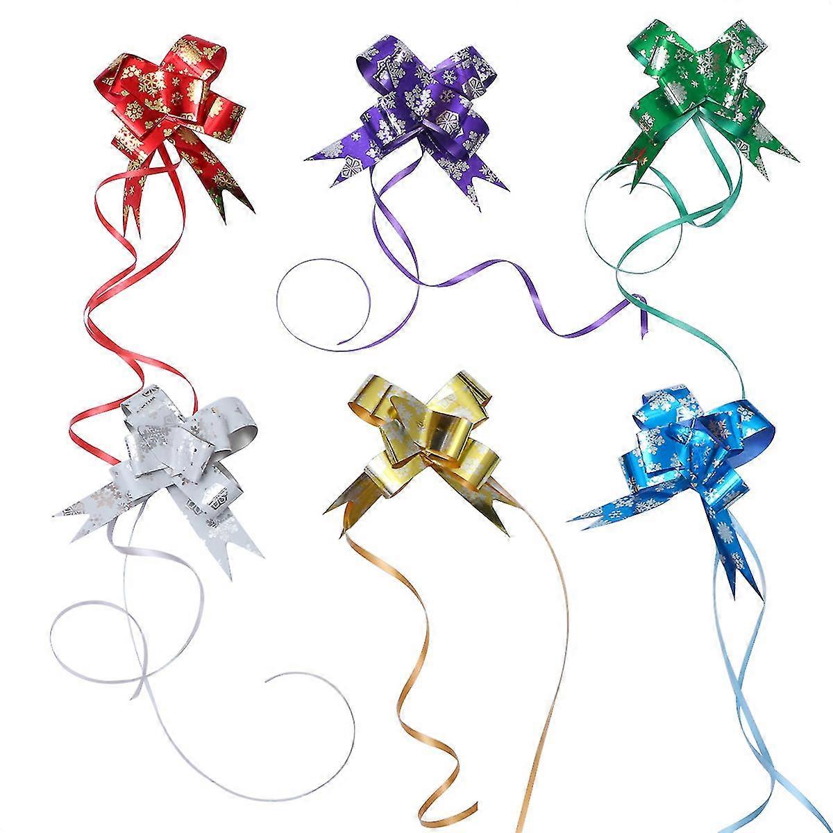 60pcs Colorful Pull Bows Christmas Decorative Pull Bows Gift Box Pull Bows Bowknot Ribbon Z