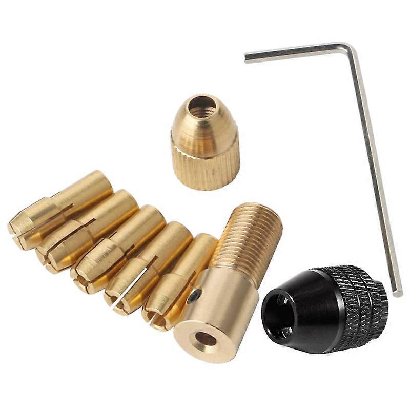9 Pieces 0.5-3mm Drill Chuck Collets Set with 3.17mm Chuck Clamp for Drill Folder Copper Cap Axis D