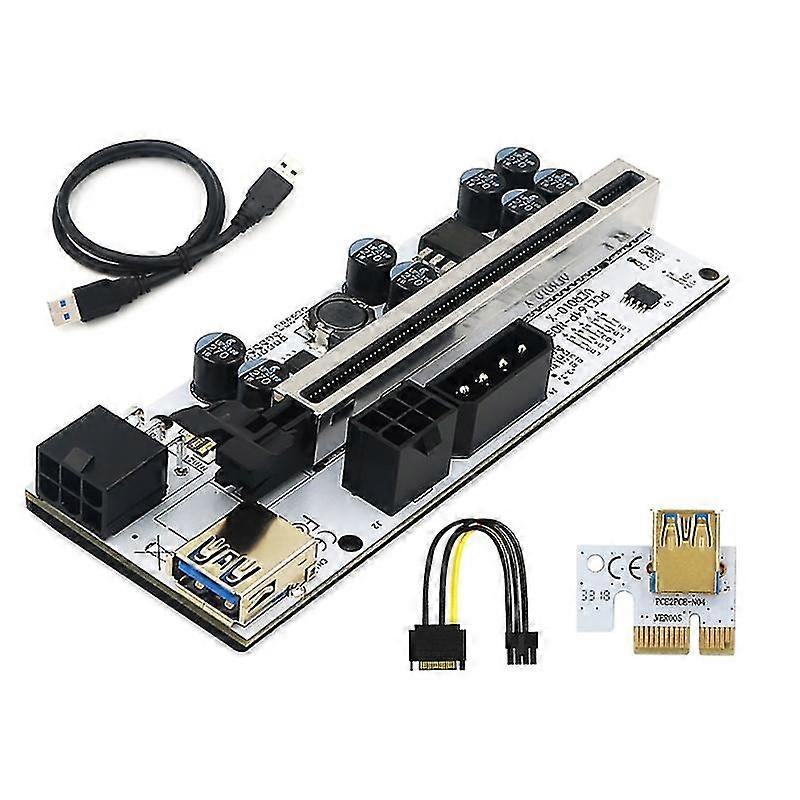 Ver010 -x Pci-e Riser Card 1x To16x Riser Adapter Led Light Marquees For Mining