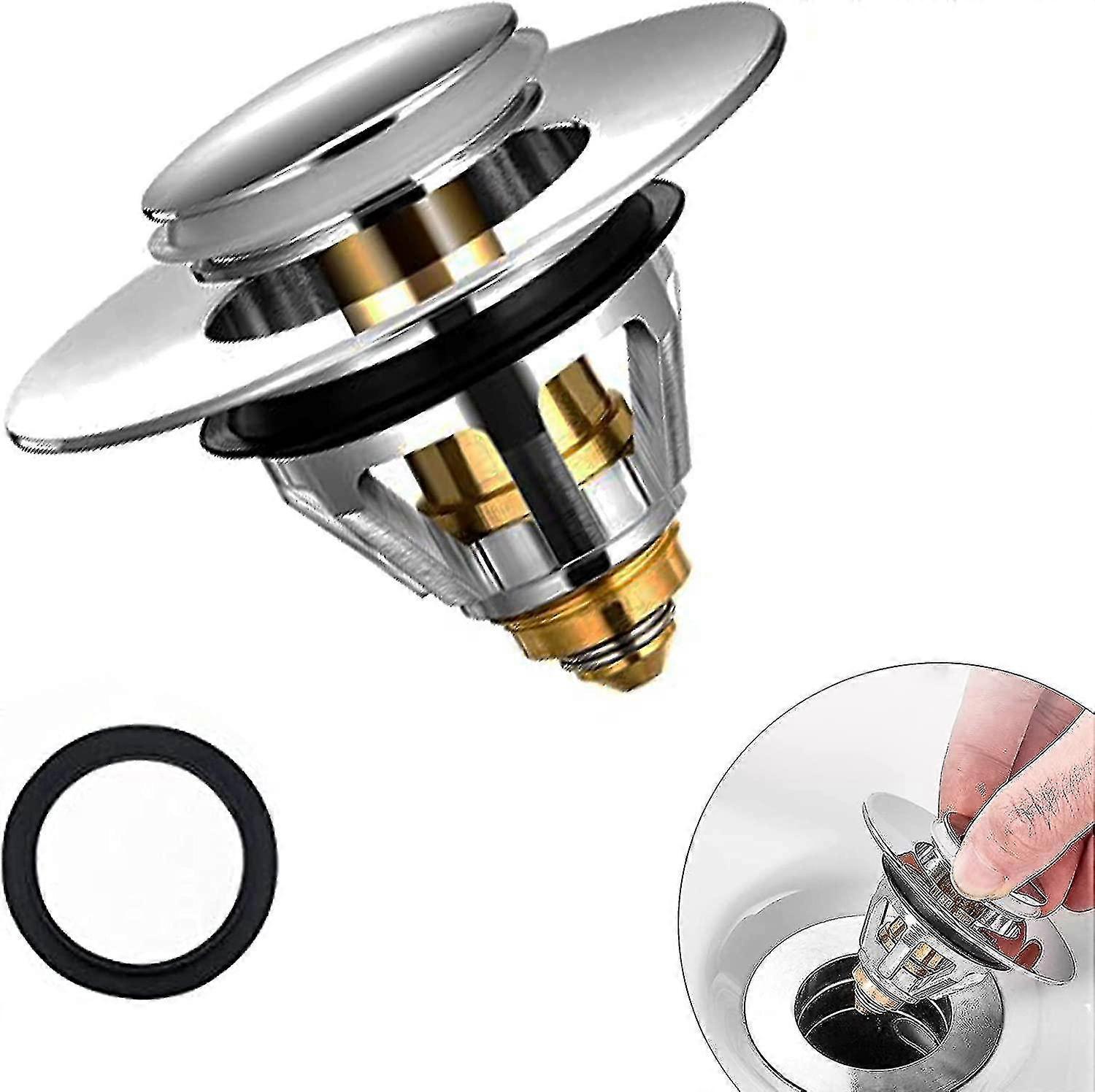 Pop Up Basin Drain With Anti-clogging Filter, Kit Sink Drain (34-38mm)