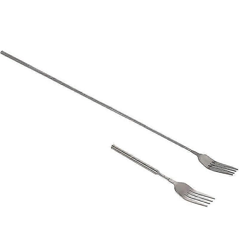 Retro Fork Bbq Telescopic Extendable Dinner  Dessert Long Handle Fork Tableware