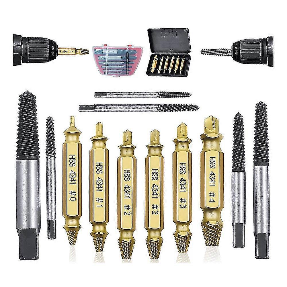12 Pcs Damaged Screw Extractor Set, For Thread Broken Stud, Screw, , Water Pipe, Easy Take Out