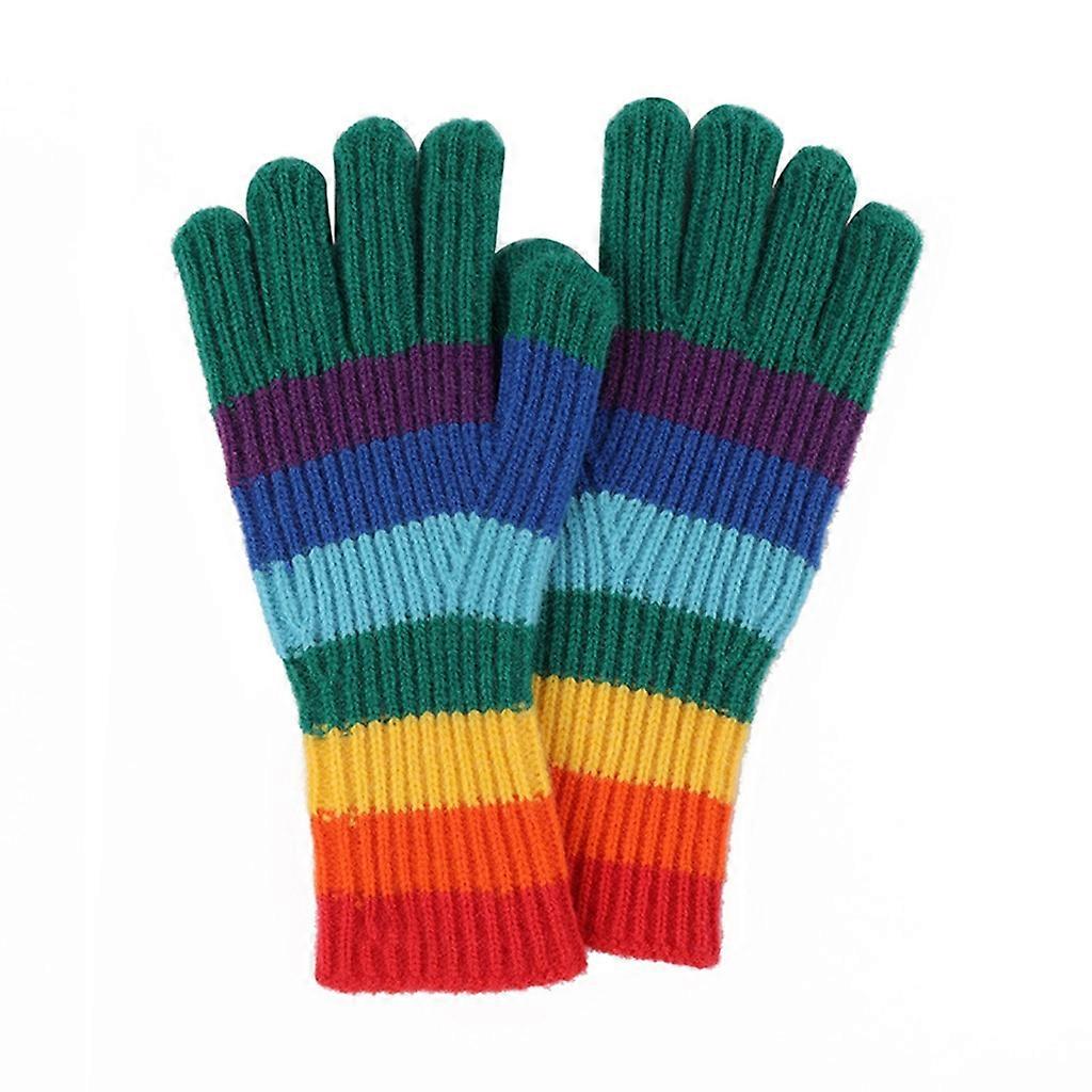 Varme vinter touchscreen handsker Søde stribehandsker Jul Vanter Rainbow