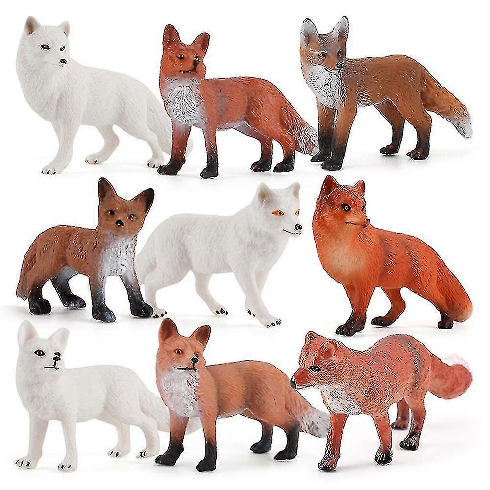 8pcs Fox Animal Toy Figures Set Compatible With Cake Topper Party Favors