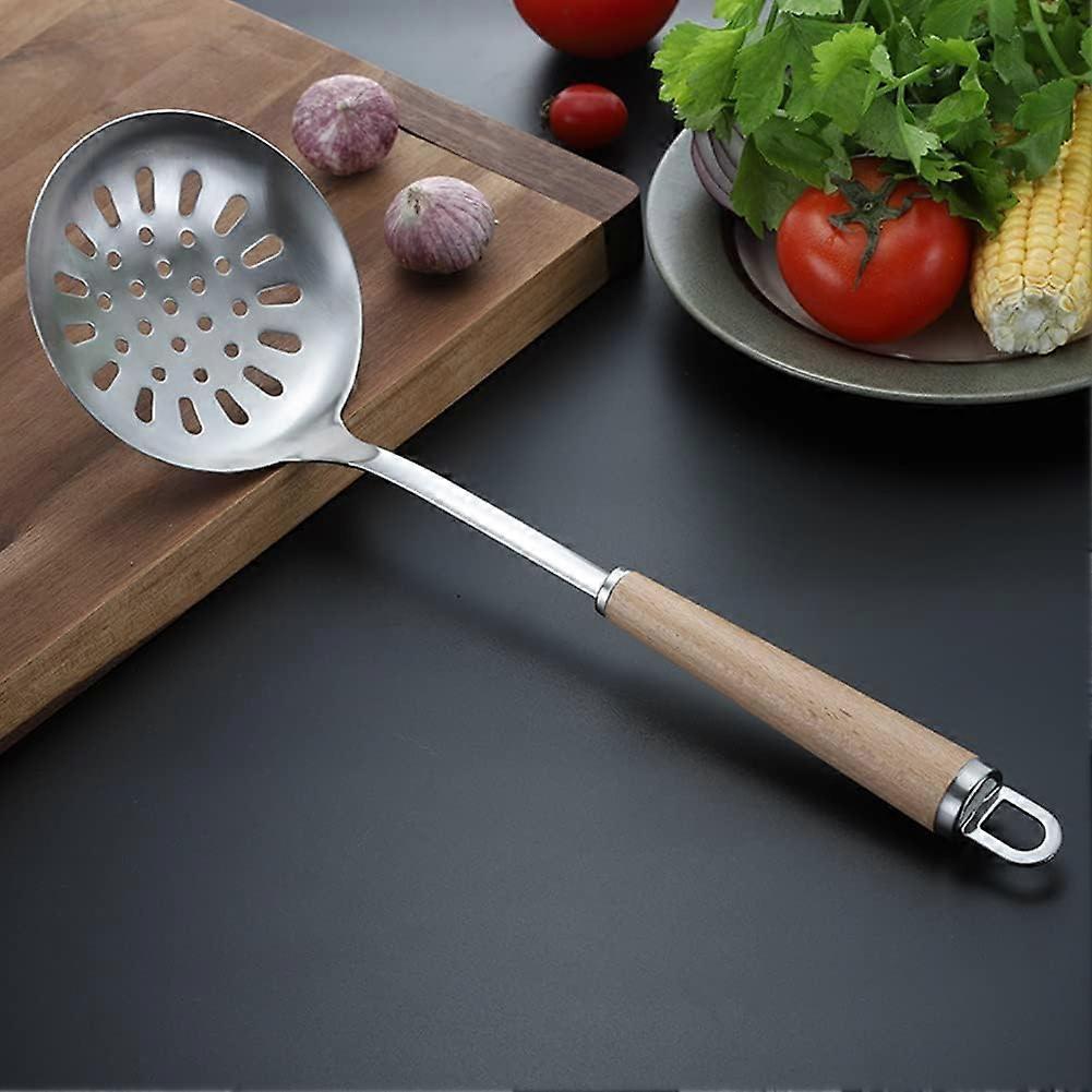 Wok skimmer ladle with long wooden handle, skimmer ladle skimmer with woode