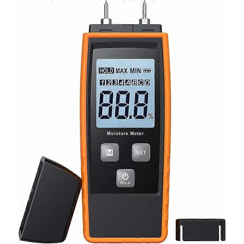 Digital Wood Moisture Meter with Backlit LCD Display - Handheld Moisture Tester for Detecting Leaking Firewood, Moisture and Cement Mortar